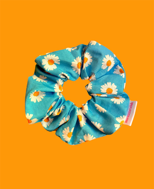 Blue flower scrunchie
